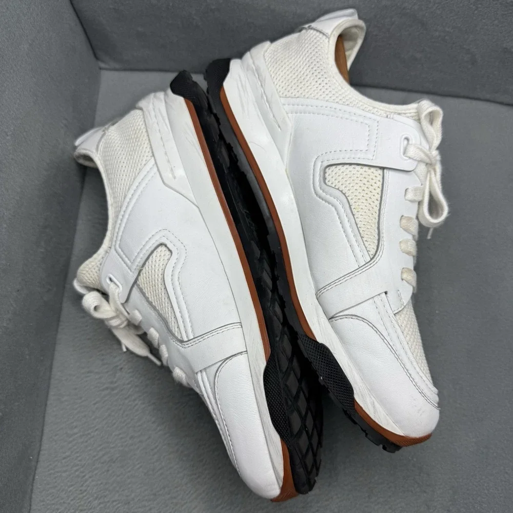 Ermenegildo Zegna Siracusa Men's US 11 White Leather Mesh Sneakers Made in Italy